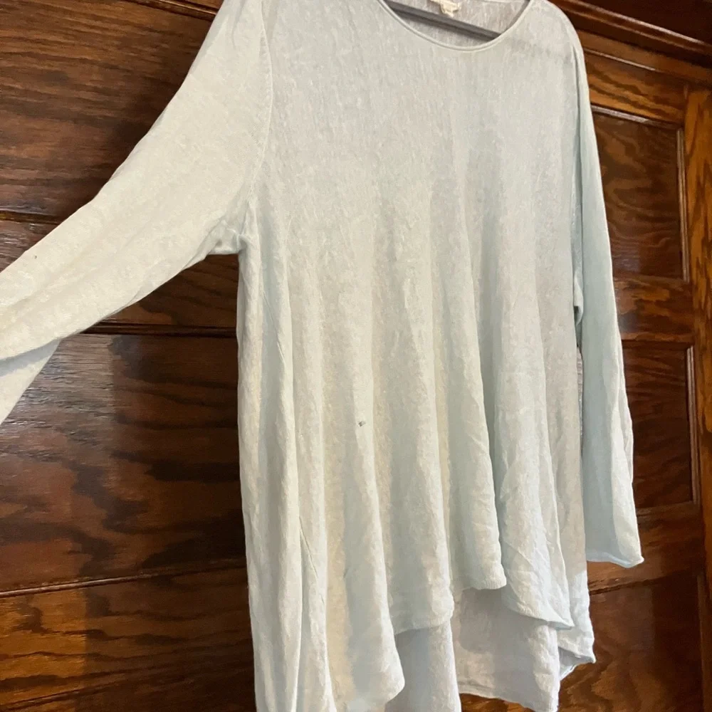 Eileen Fisher Light Blue Long Sleeve knit Top - Picture 1 of 12